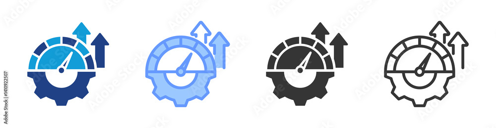 Poster Operational Efficiency icon set multiple style collection