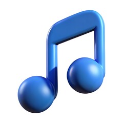 A blue musical note with two round noteheads on a white background in a rendered style image