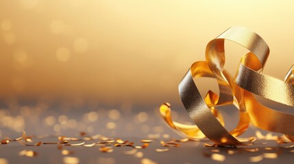 Obraz premium Gold ribbon and confetti