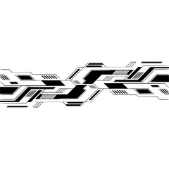 Futuristic Tech Abstract: Black Geometric Lines on White Background