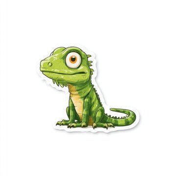 Naklejki Cartoon lizard sticker with exaggerated features.