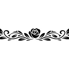 Fototapeta premium Elegant Floral Border: Rose and Leaf Pattern on White