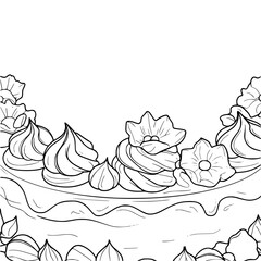 Black and White Cake Illustration: Decorative Dessert Frame