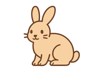 The image features a cute rabbit sitting calmly, isolated in a flat design set against a white background