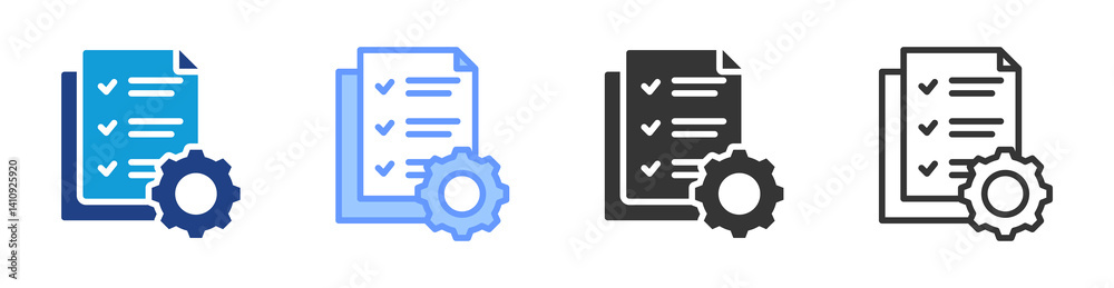Aufkleber job preparation icon set multiple style collection