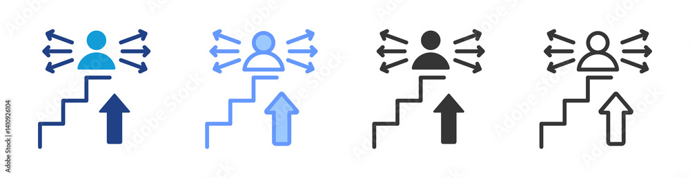 Poster Career Assessment icon set multiple style collection
