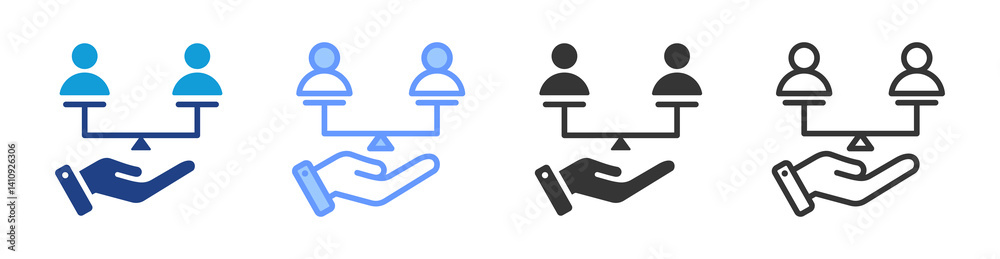 Poster career fair icon set multiple style collection
