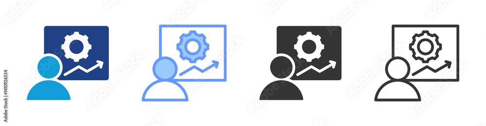 Poster job training icon set multiple style collection
