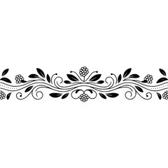 Elegant Floral Border Design: Black & White, Decorative Vector