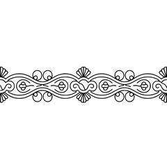 Ornamental Black & White Line Art Border Design, Decorative Element, Vector