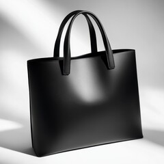 Sleek Black Leather Tote Bag: Minimalist Design, Elegant Style