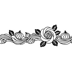Elegant Black & White Floral Border - Vector Design