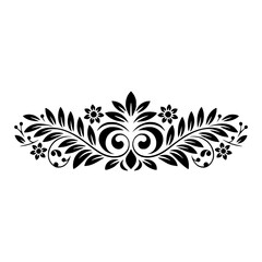 Elegant Floral Scrollwork Design, Black on Cream, Decorative Element
