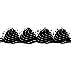 Decorative Black Whipped Cream Border Element, Elegant Design, Minimalist