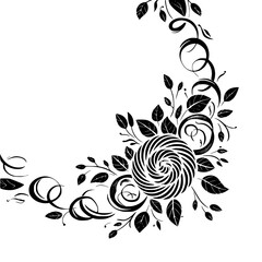 Elegant Black and White Floral Corner Design