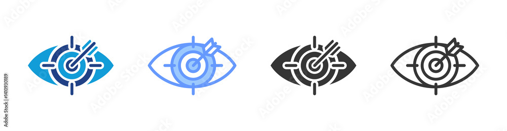 Poster focus icon set multiple style collection