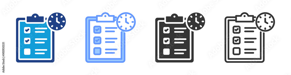 Poster Mock Exams icon set multiple style collection