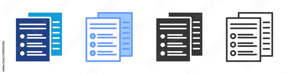 Poster Practice Tests icon set multiple style collection