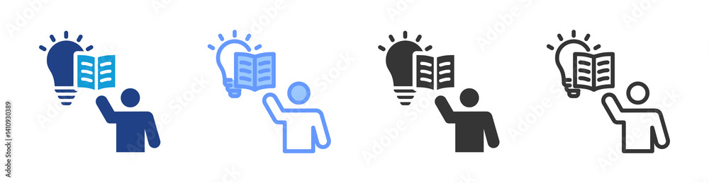 Poster Active Learning icon set multiple style collection