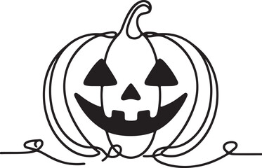 Jack O Lantern Line Drawing on White