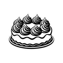 Vector Cake Illustration: Black and White Minimalist Design