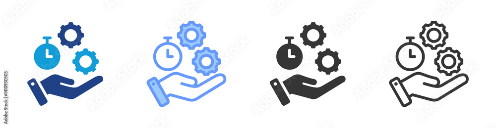 Poster Efficiency icon set multiple style collection