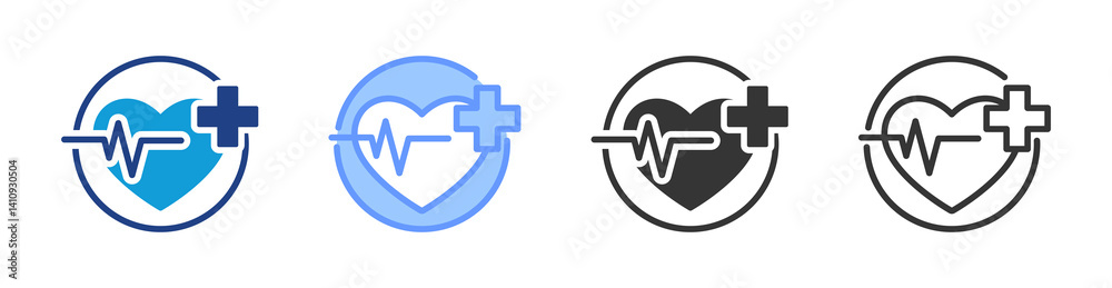 Poster health icon set multiple style collection