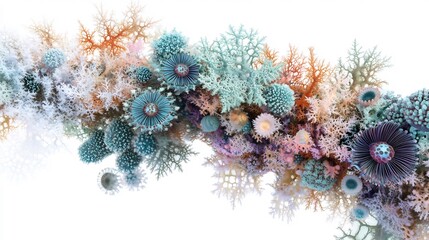 close up view of a microbial community, intricate details and vibrant colors, clean design, no text,
