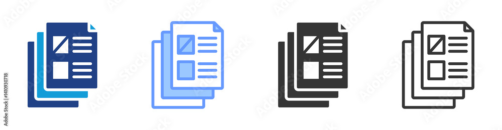 Poster Exam Format icon set multiple style collection