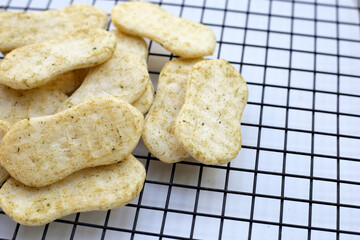 Japanese rice crackers with nori seaweed