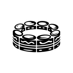 Stylized Cake Icon: Black & White Minimalist Illustration