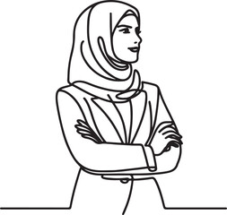 Confident Businesswoman Outline Drawing