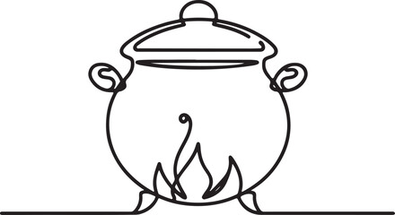 Simple Cauldron Outline Illustration