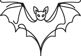 Halloween Bat Flying Line Drawing