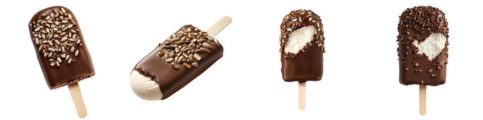 Chocolate Ice Cream Bars – Isolated on Transparent Background