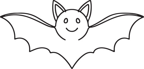 Flying Bat Line Art on White