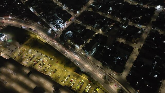 Itaquera neighborhood in S&atilde;o Paulo at night. Aerial view.