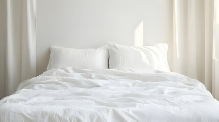 White Bedding Set On A Bed In A Bright Room