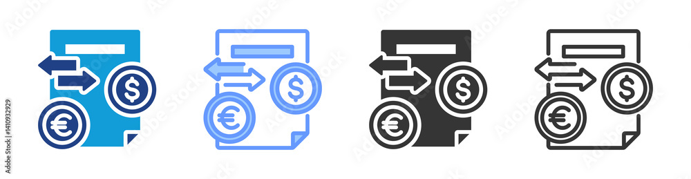 Aufkleber exchange rate icon set multiple style collection