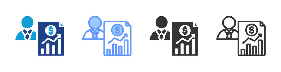 Broker icon set multiple style collection