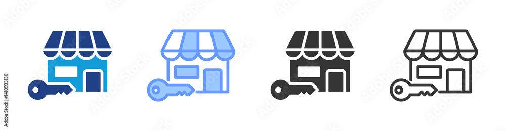 Poster Market Access icon set multiple style collection