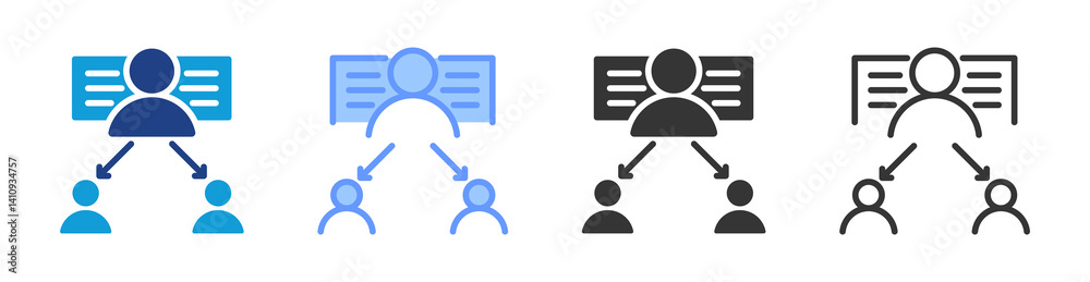 Poster informal mentorship icon set multiple style collection