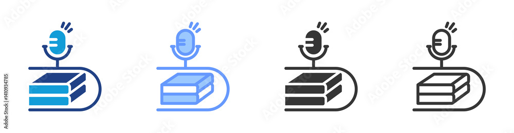 Poster Educational Poadcast icon set multiple style collection