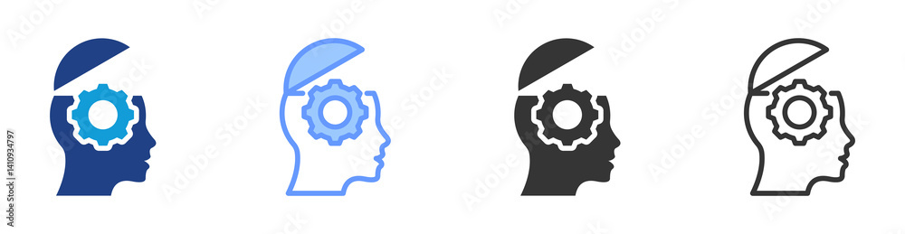Aufkleber skill development icon set multiple style collection