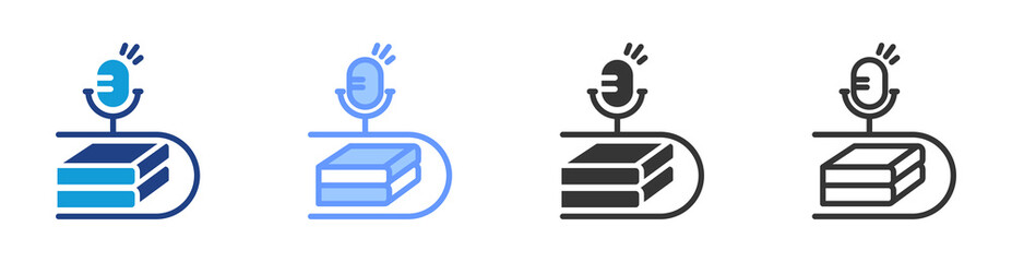 Educational Poadcast icon set multiple style collection