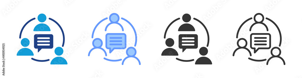 Poster Informal Discussion icon set multiple style collection
