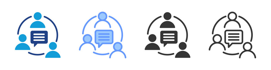 Informal Discussion icon set multiple style collection