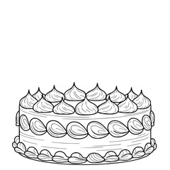 Line Art Cake Illustration: Celebratory Design Element