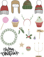 set of winter and Christmas element series vector illustration 