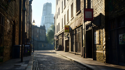 Pixelated City Alleyway Scene At Dawn In London